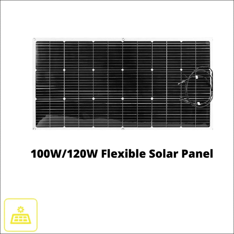 Flexibles solarmodul mit einer leistung von 100 w/120 w und einer gitterartigen oberfläche aus photovoltaischen zellen.