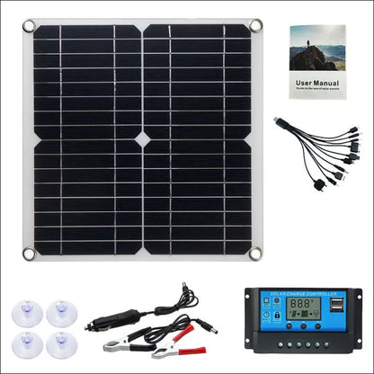 Ein solarpanel mit einer batterie und einem ladegerät