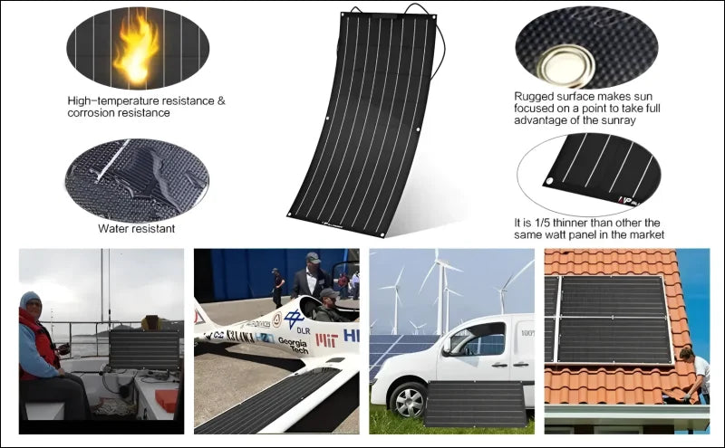 Flexibles solarmodul mit verschiedenen funktionen und anwendungen vorgestellt.