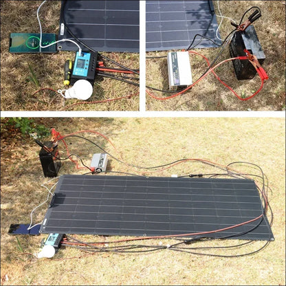 Solarmodul, verbunden mit verschiedenen elektronischen komponenten und einer batterie.