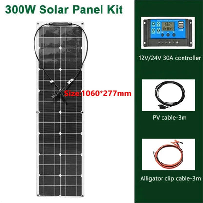 300W flexibler Solarkollektor mit Controller und Kabel für schmale Flächen