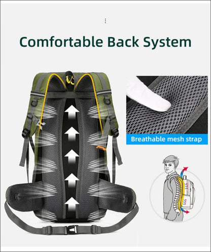 Rucksack mit komfortablem rückensystem mit atmungsaktiven netzgurten und ergonomischem design.