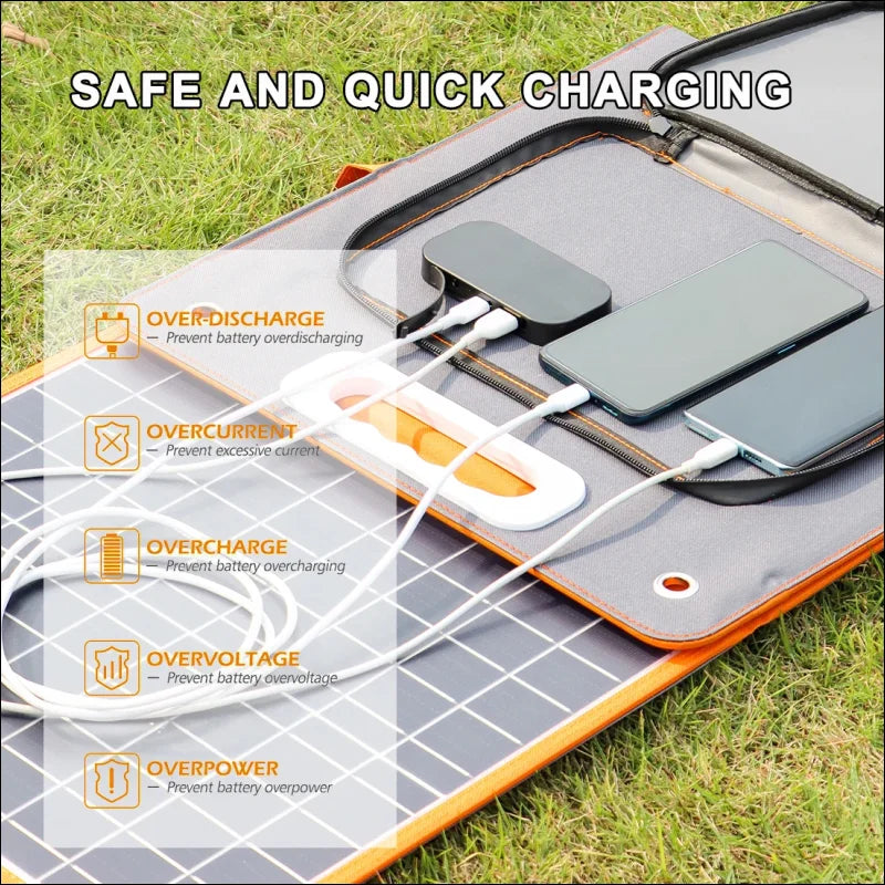 Eine powerstation mit faltbarem solarpanel und zubehör im 560w powerstation 100w kit