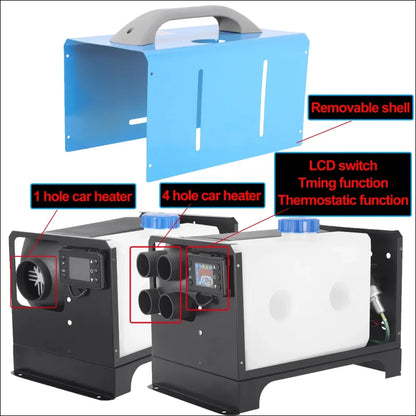 Autoheizung mit mehreren konfigurationen, mit abnehmbarem gehäuse und lcd-bedienfeld.