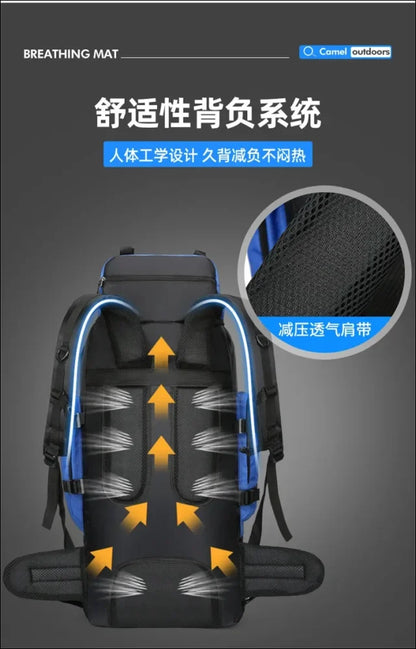 Rucksack mit ergonomischem belüftungssystem mit atmungsaktiven netzeinsätzen und gepolsterten schultergurten.