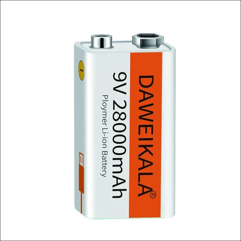 Wiederaufladbare 9-v-lithium-ionen-batterie mit der bezeichnung ’dameikala’ und einer kapazität von 28000 mah.