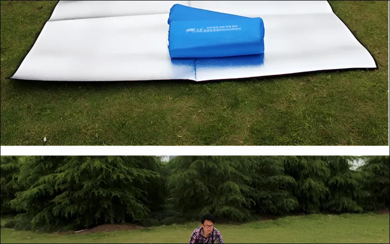 Waterproof, aluminum-coated tent floor mat in various sizes