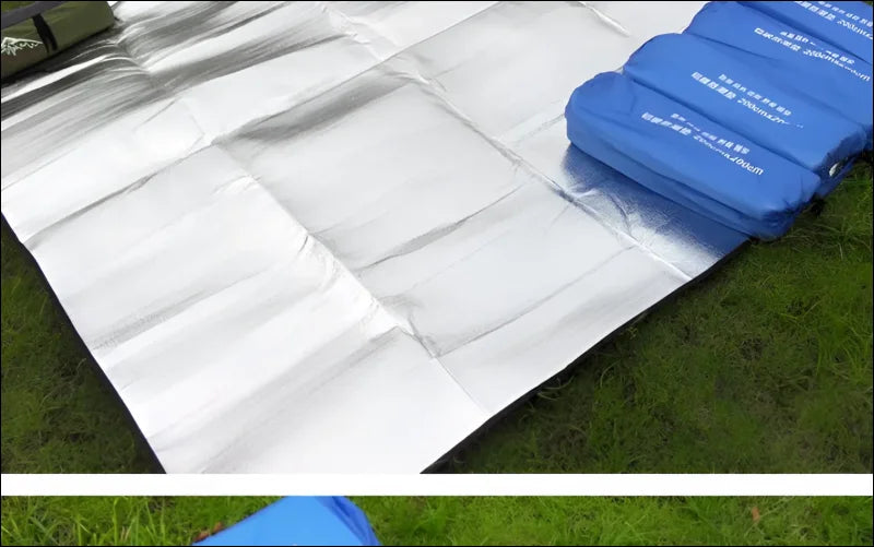 Waterproof, aluminum-coated tent floor mat in various sizes