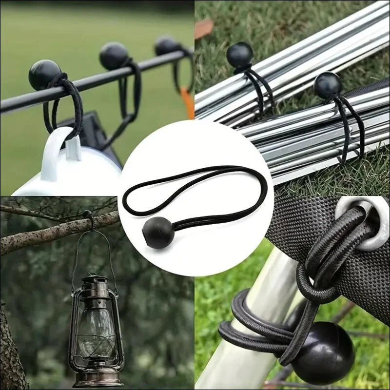 Adjustable tent accessories with elastic connectors