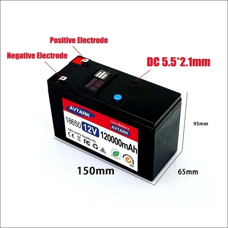 12V 120A portable rechargeable battery with LCD display