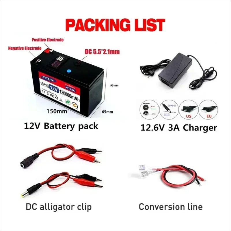 12V 120A portable rechargeable battery with LCD display