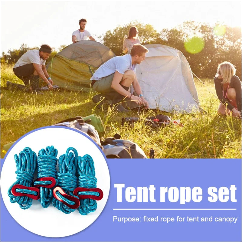 Set of 4 tent wind cords with tensioner for outdoor camping