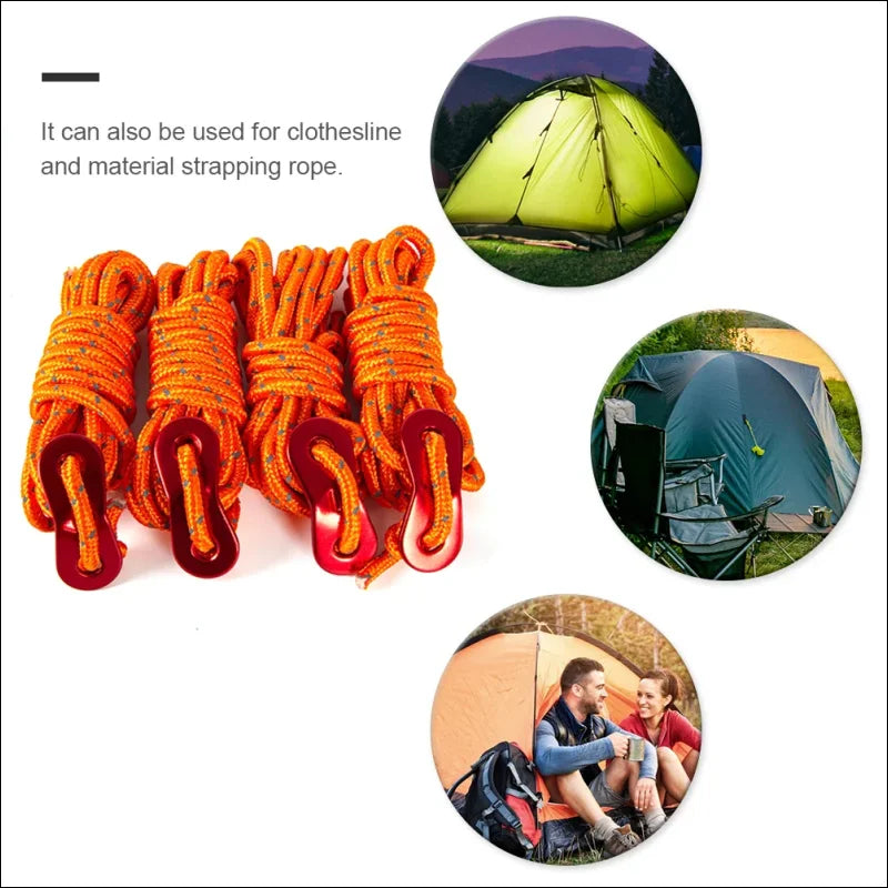 Set of 4 tent wind cords with tensioner for outdoor camping