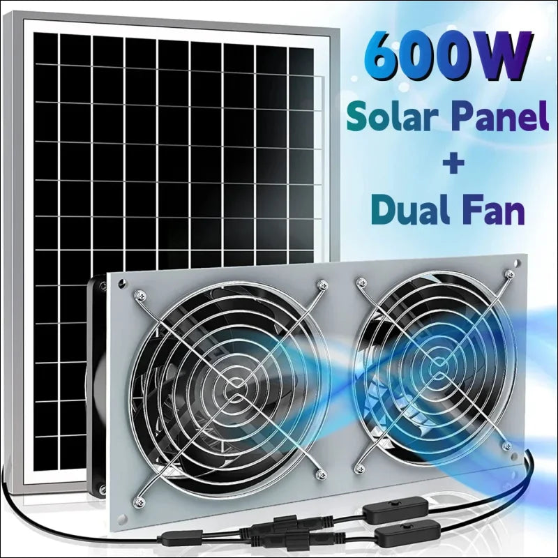 600W Portable Solar Exhaust Fan for Greenhouses and RVs