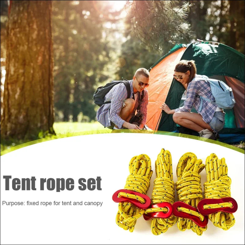 Set of 4 tent wind cords with tensioner for outdoor camping