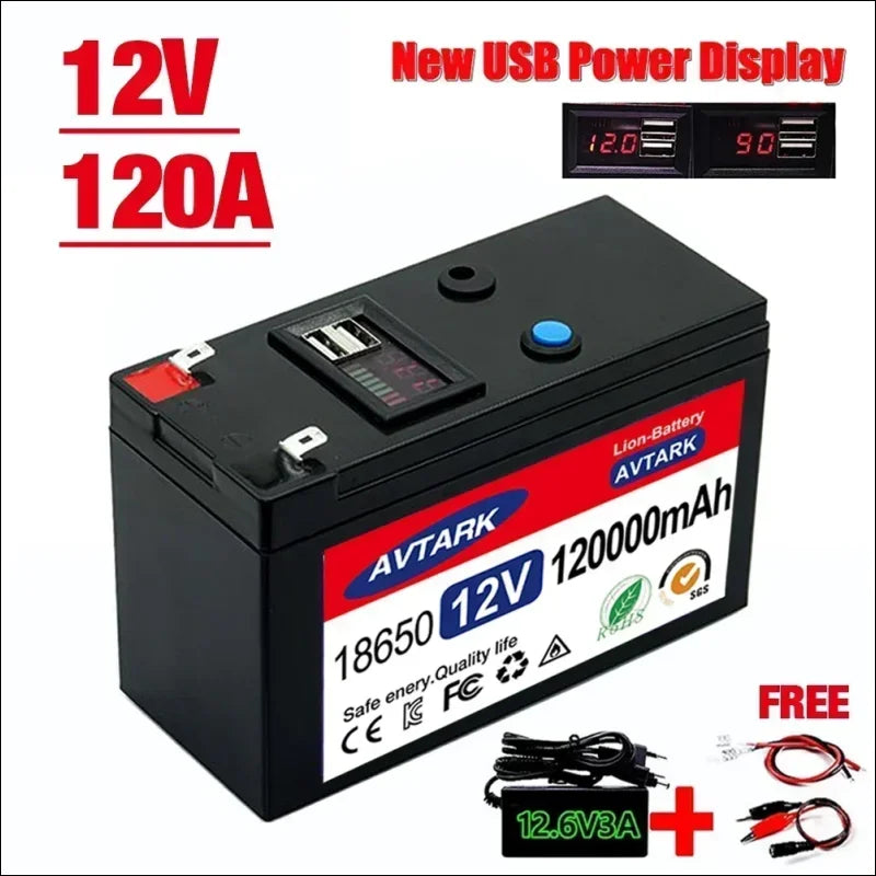 12V 120A portable rechargeable battery with LCD display