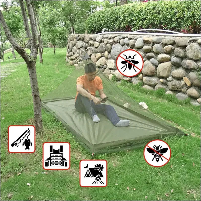 Waterproof tent base with insect protection and 3D picnic net