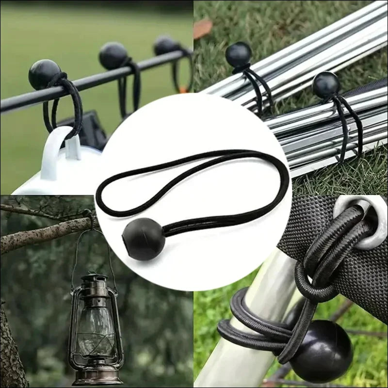 Adjustable tent accessories with elastic connectors