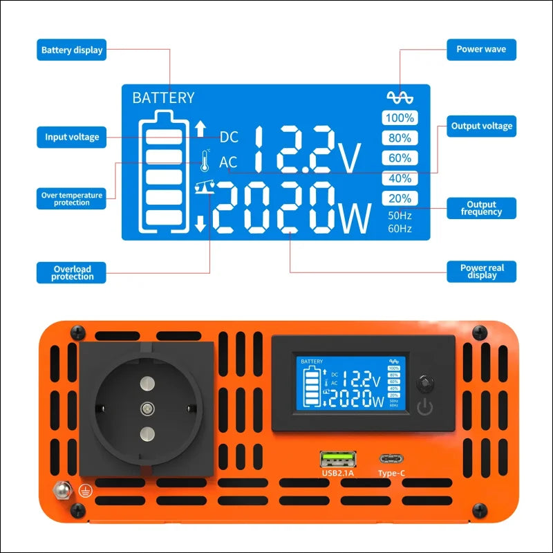 2000W Pure Sine Wave Inverter, Continuous Power