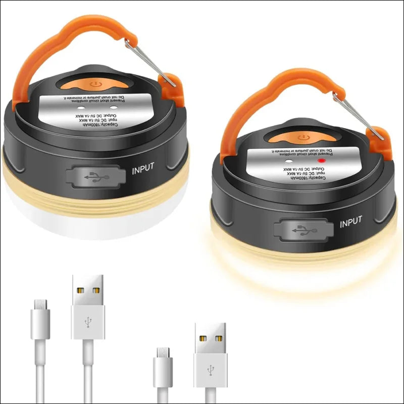 Tragbare led-camping-laternen mit usb-ladekabel.