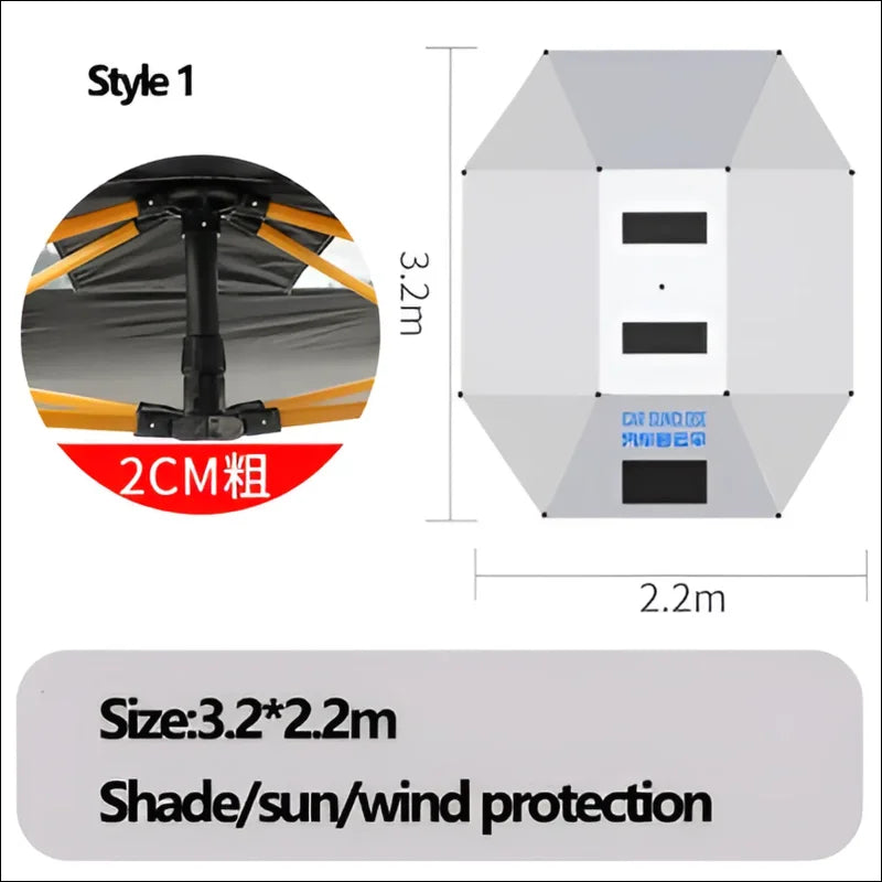 Outdoor Sonnenschirm mit Kohlefaser Halterung und schützender Sunshade Cover, keine Elektronik erforderlich