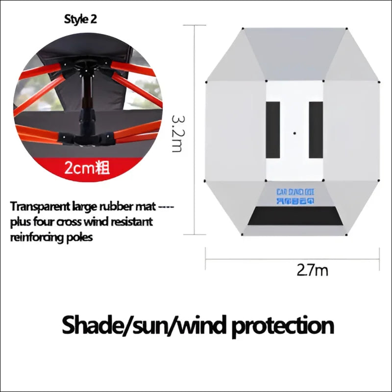 Tragbarer Auto Sonnenschirm aus Oxford mit Kohlefaser Halterung und Sunshade Cover