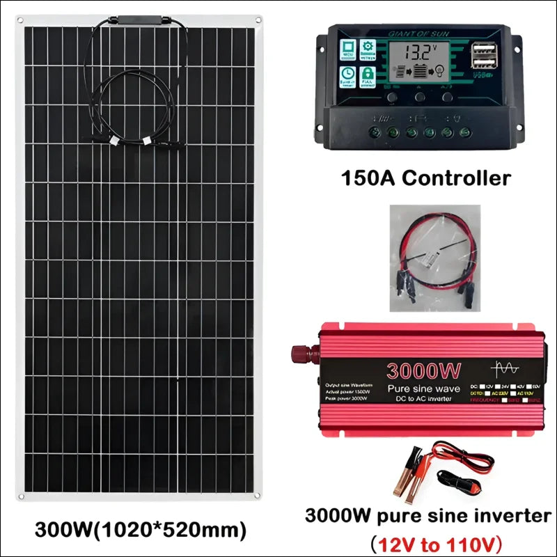 300 w monokristallines solarsystem mit wechselrichter