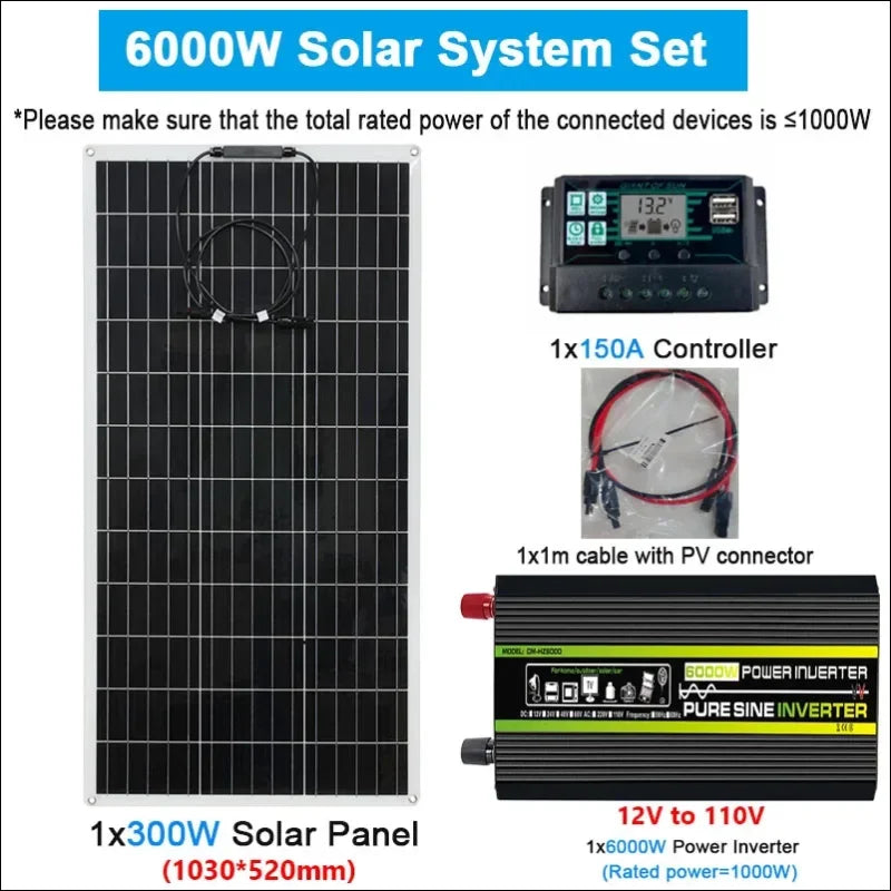 300 w monokristallines solarsystem mit wechselrichter