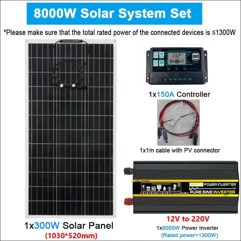 300 w monokristallines solarsystem mit wechselrichter