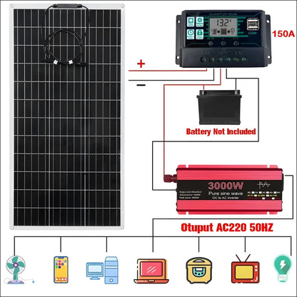 300 w monokristallines solarsystem mit wechselrichter