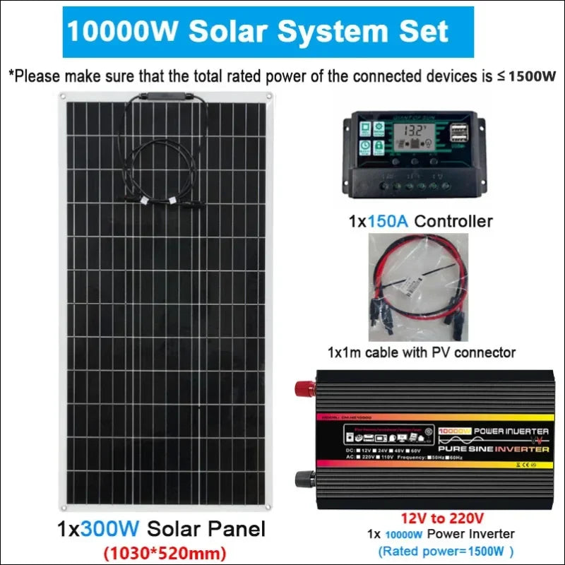 300 w monokristallines solarsystem mit wechselrichter