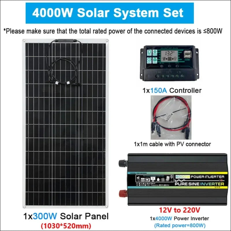 300 w monokristallines solarsystem mit wechselrichter