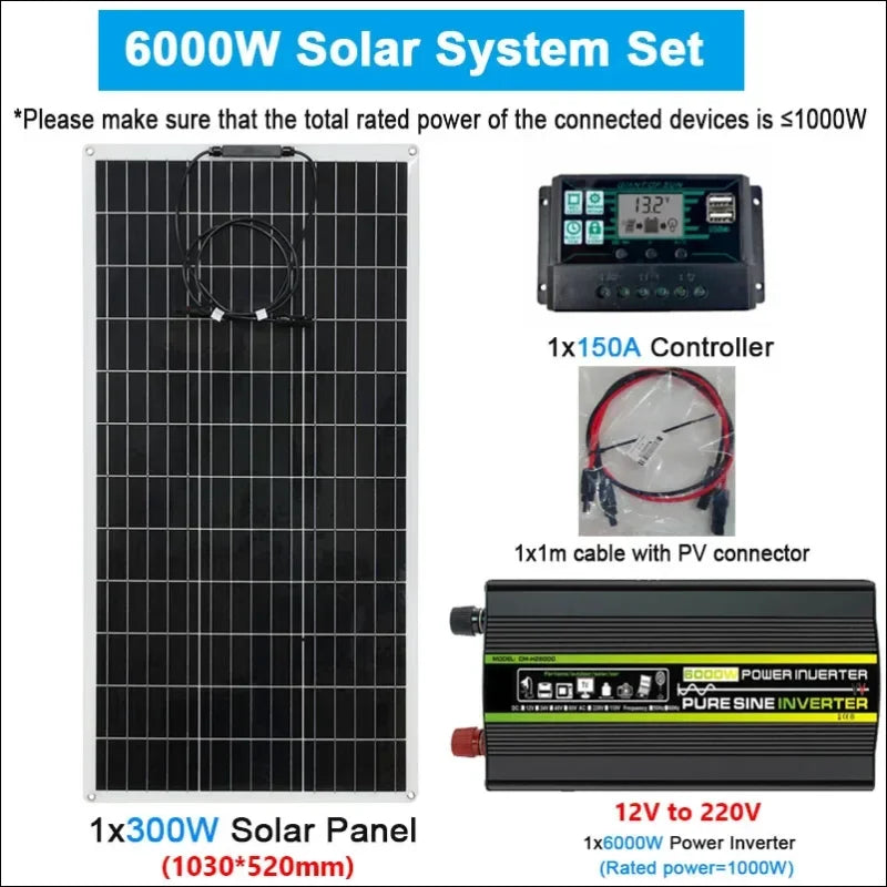 300 w monokristallines solarsystem mit wechselrichter