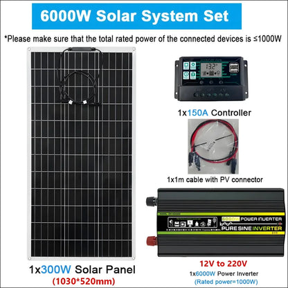 300 w monokristallines solarsystem mit wechselrichter