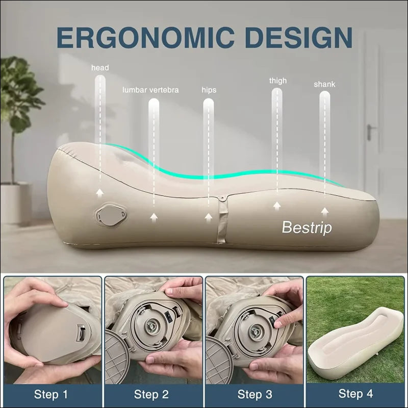 Tragbare aufblasbare couch – ergonomisches design automatisches aufblasen camping ausstattung 3