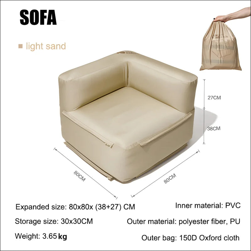 Camping aufblasbares sofa aus leder mit großem kissen - camping traumsofa für draußen