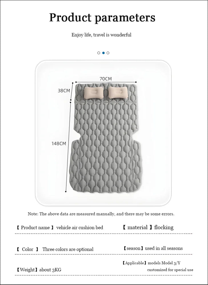 Diagramm einer bequemen auto luftmatratze outdoor abenteuer mit kissen und polster