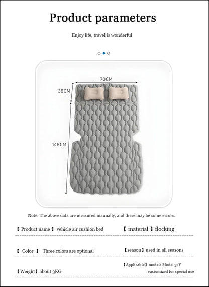 Diagramm einer bequemen auto luftmatratze outdoor abenteuer mit kissen und polster