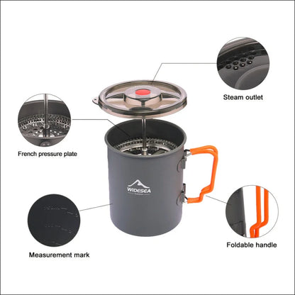 Premium 0,75 l Camping-Kaffeemaschine mit French Press