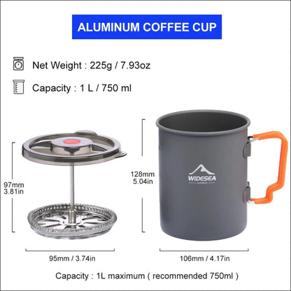 Premium 0,75 l Camping-Kaffeemaschine mit French Press