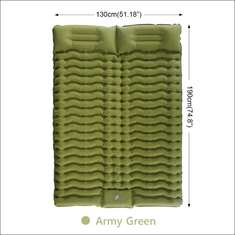 Doppelte Camping-Schlafmatte 130x190cm in army grün mit horizontalem Design