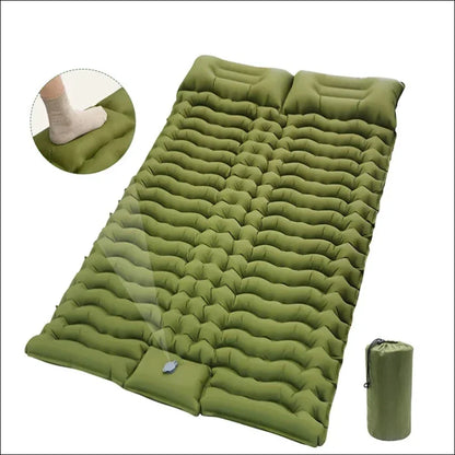 Inflatable grüne doppelte Camping-Schlafmatte 130x190cm mit Textur und Fußpumpe