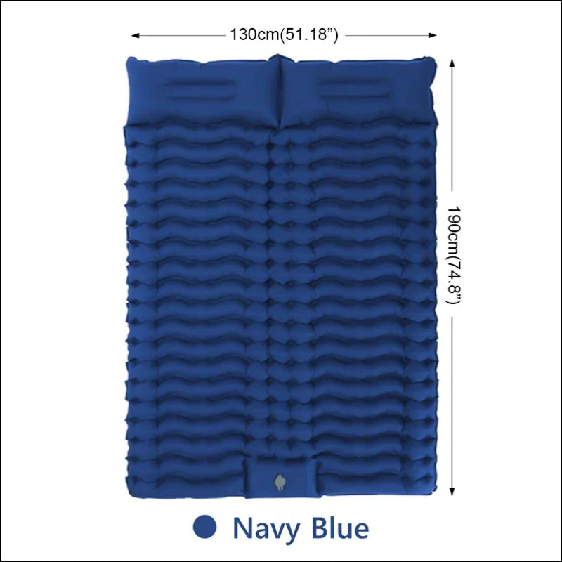 Navy Blue Doppelte Camping-Schlafmatte 130x190cm mit integrierten Kissen und Fußpumpe