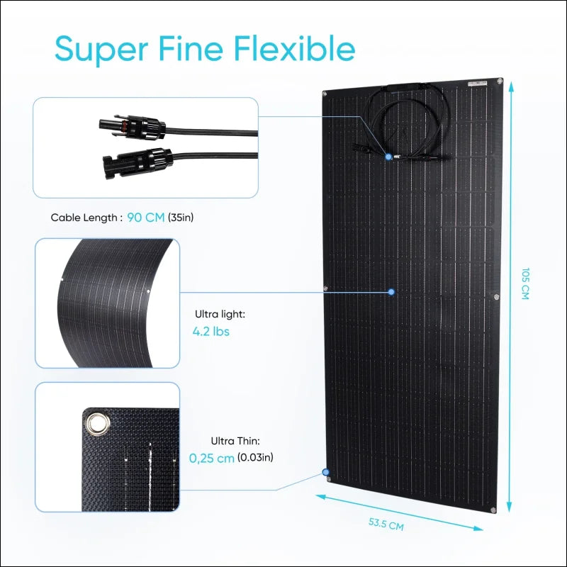 Flexible Solarpanel mit Garantie, ETFE Solarmodul 1050x535, Qualitätsupgrade Details