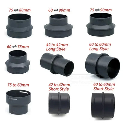 Schwarz kunststoffverbindungen für auto-heizungsrohr 42/60/75/90mm duct joiner connector