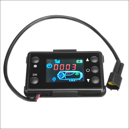 Nahaufnahme eines digitalen displays des ultimatives 12v/24v controller kits für standheizung