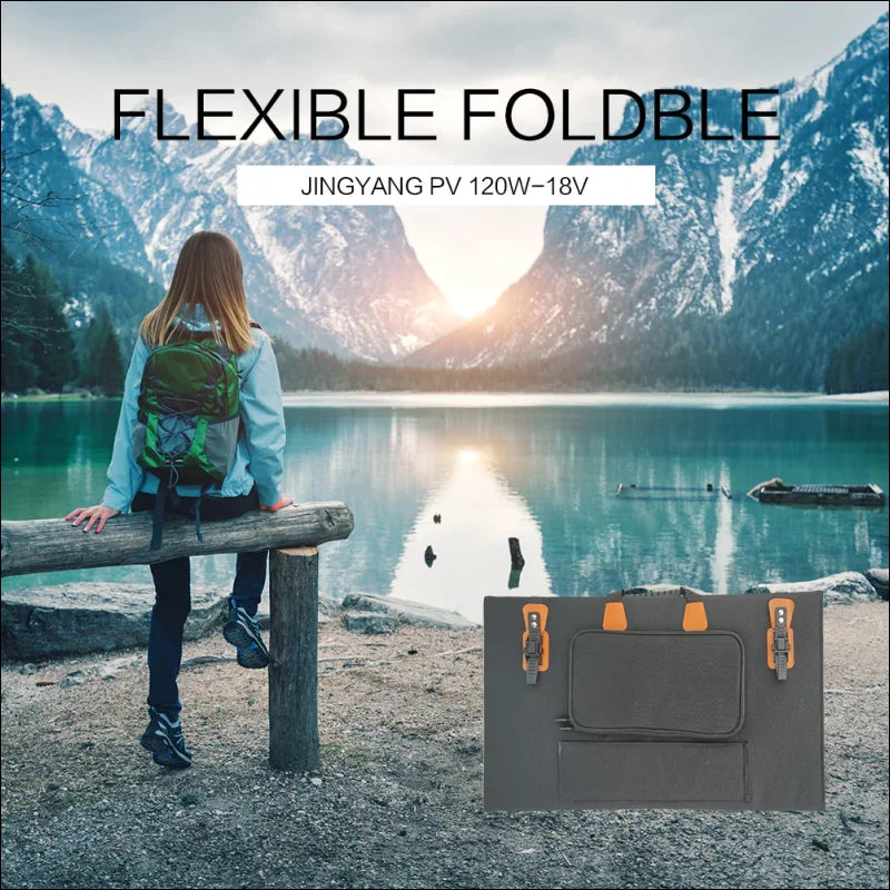 Flexibles, faltbares solarpanel mit kompaktem tragekofferdesign.