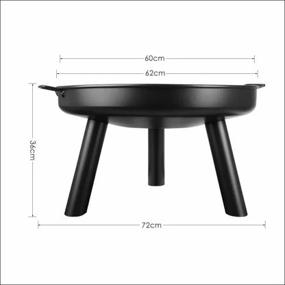 Feuerstelle mit 62 cm durchmesser, dreibeiniger feuerkorb zum grillen, hitzebeständig bis 500°c