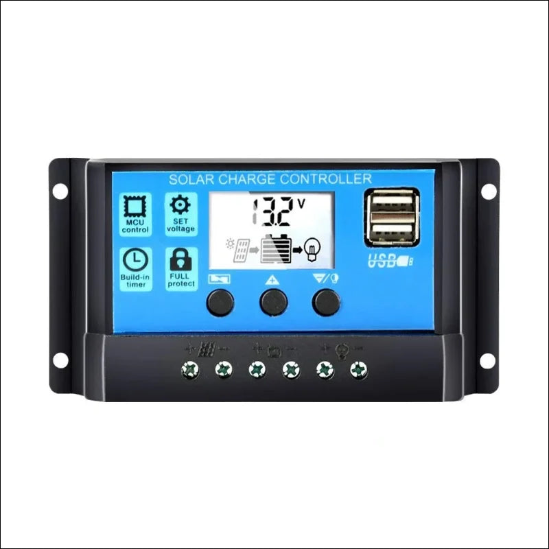 Solarladeregler mit lcd-display und usb-anschluss.