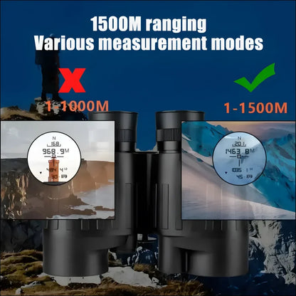 Ein schwarzes fernglas mit digitalem entfernungsmesser.